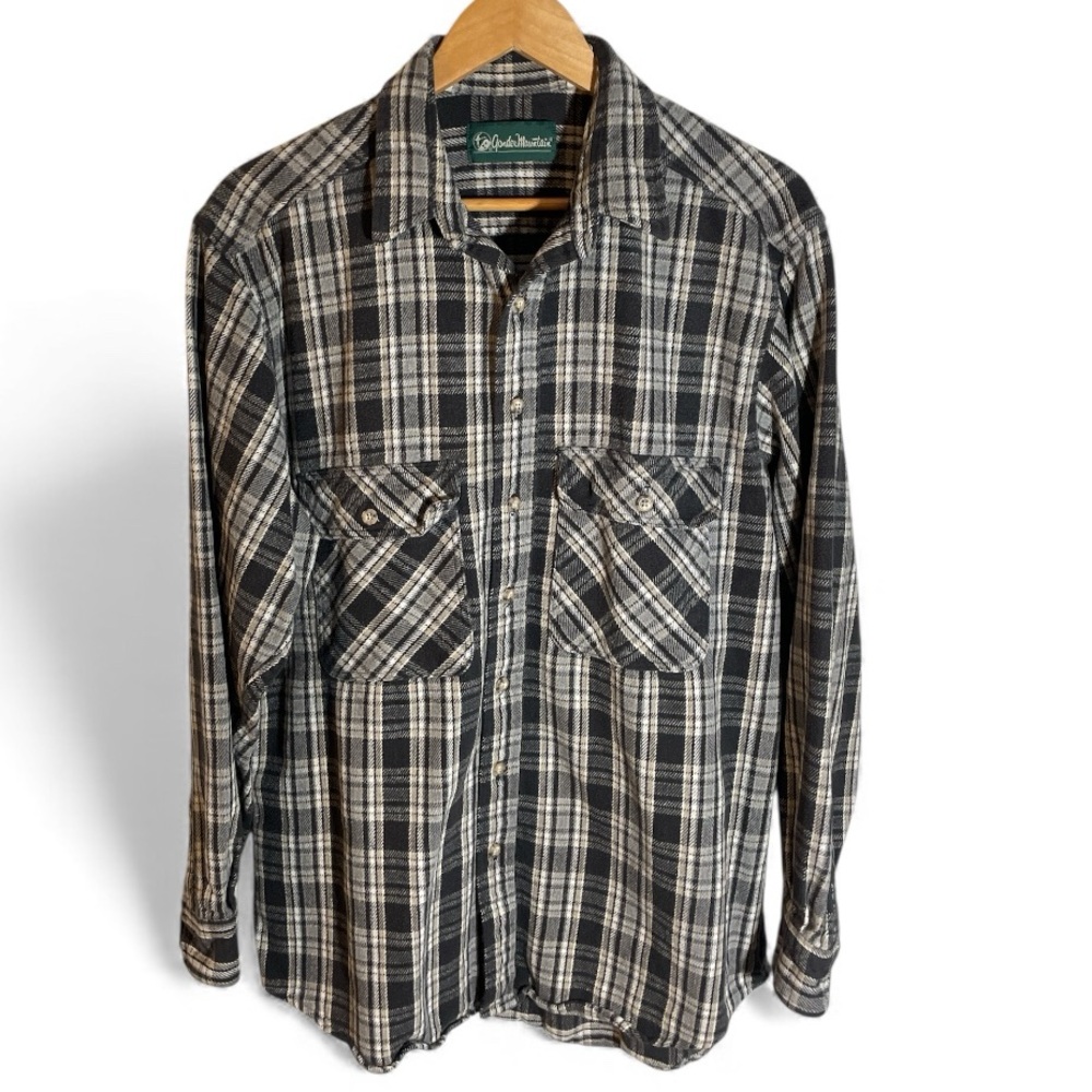 G6- Flannel button up Mens Large Tall Black and White Checkered Shirt